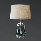 Elegant Cylindrical Crystal Base Table Lamp with Linen Shade