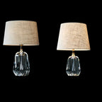 Elegant Cylindrical Crystal Base Table Lamp with Linen Shade
