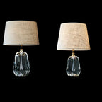 Elegant Cylindrical Crystal Base Table Lamp with Linen Shade