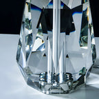 Elegant Cylindrical Crystal Base Table Lamp with Linen Shade