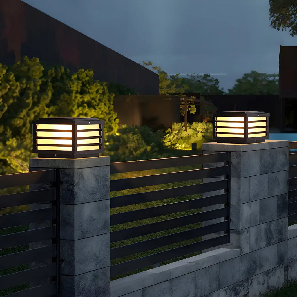 Black Rectangle Solar LED Outdoor Post Lights