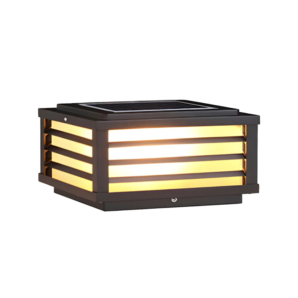 Black Rectangle Solar LED Outdoor Post Lights