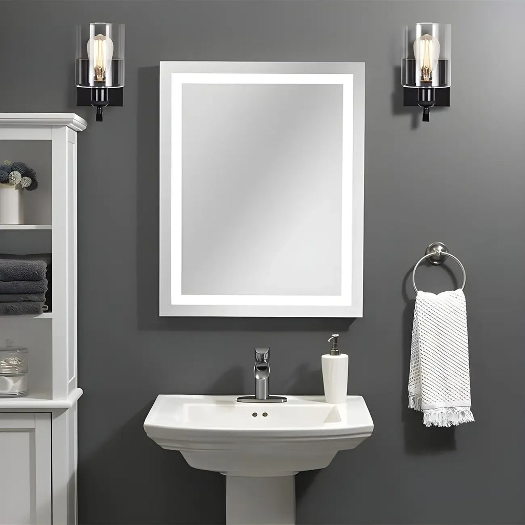 1-Light Modern Metal Cylinder Glass Bathroom Vanity Light