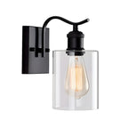 1-Light Modern Metal Cylinder Glass Bathroom Vanity Light