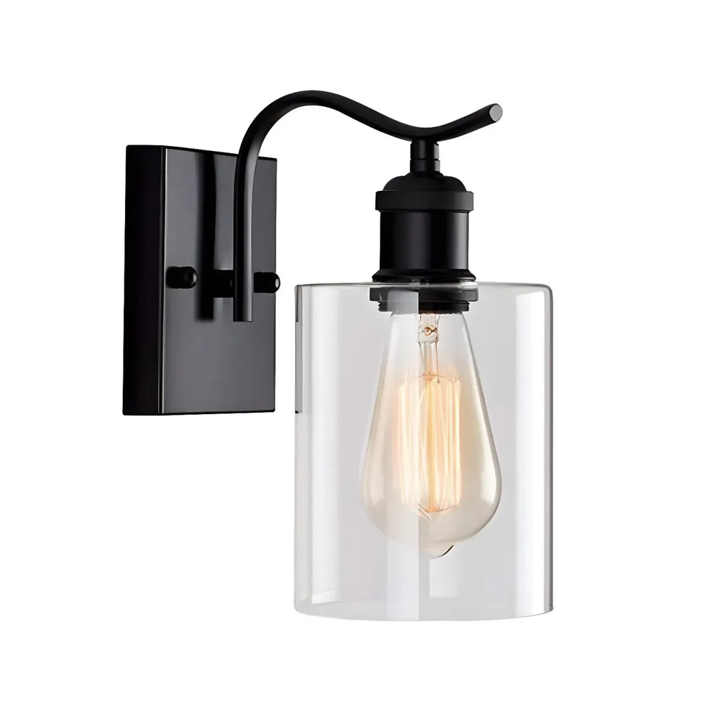 1-Light Modern Metal Cylinder Glass Bathroom Vanity Light