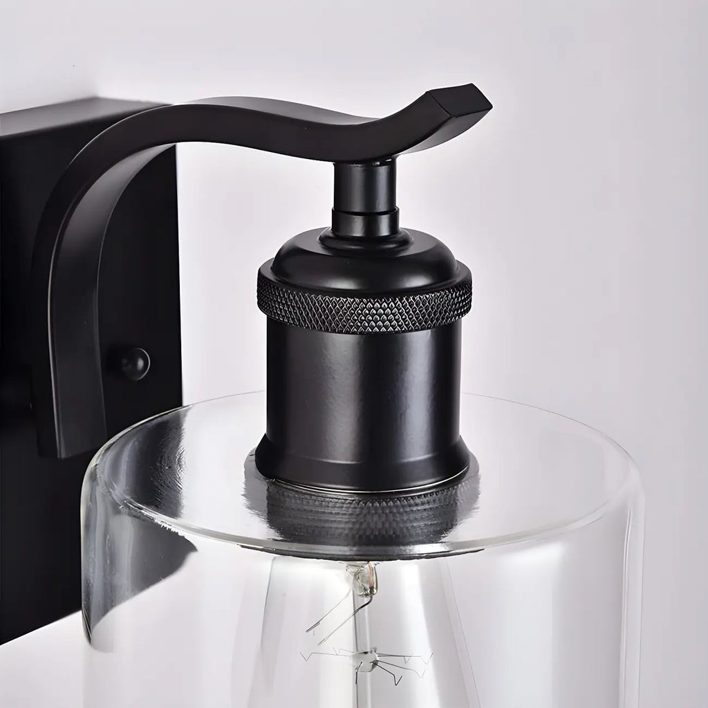 1-Light Modern Metal Cylinder Glass Bathroom Vanity Light