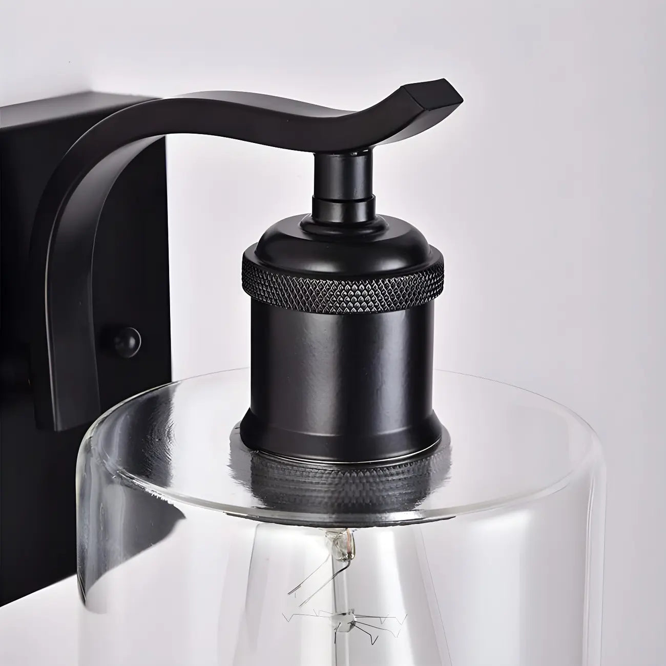 1-Light Modern Metal Cylinder Glass Bathroom Vanity Light