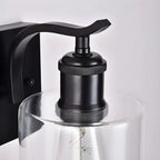 1-Light Modern Metal Cylinder Glass Bathroom Vanity Light