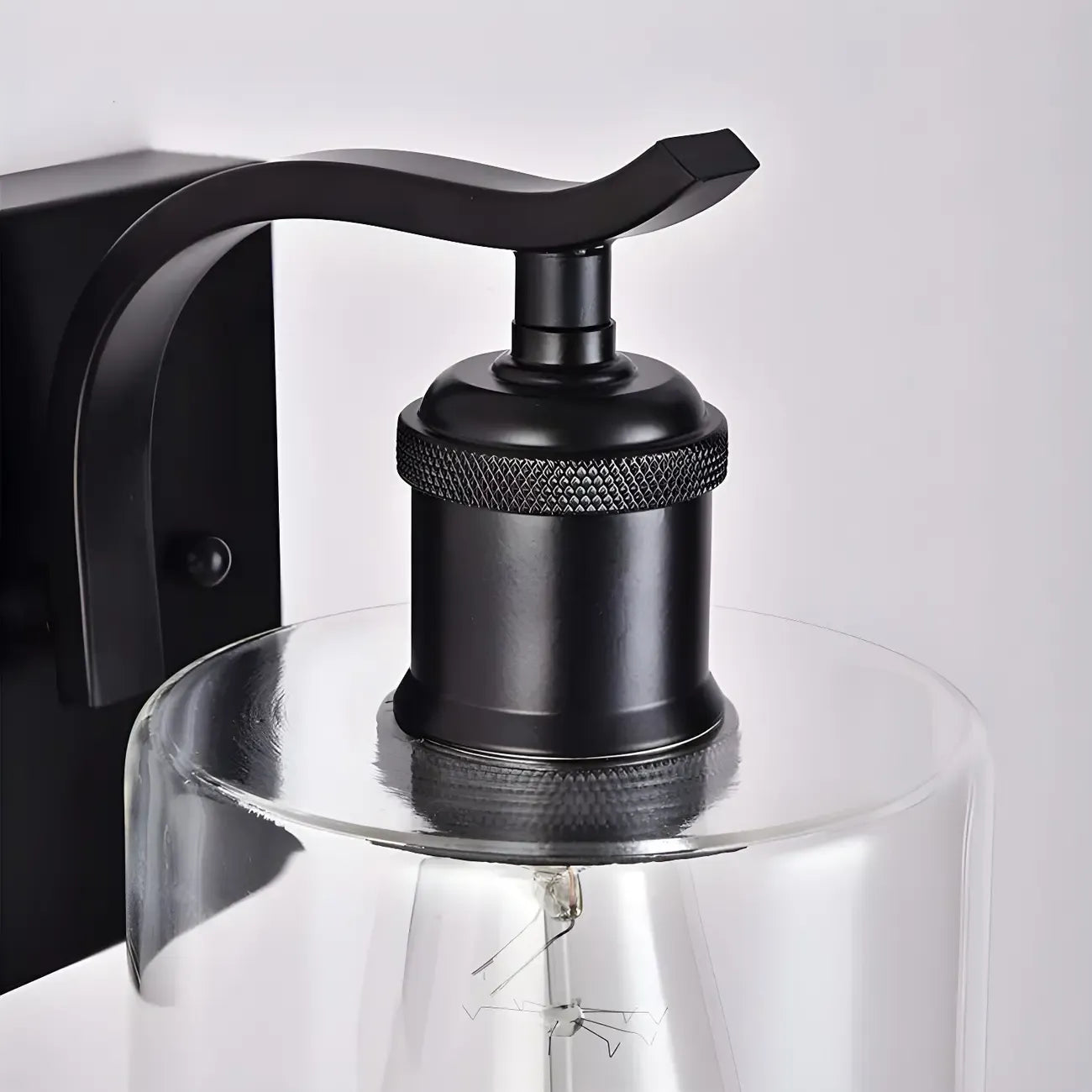 1-Light Modern Metal Cylinder Glass Bathroom Vanity Light