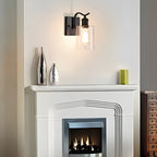 1-Light Modern Metal Cylinder Glass Bathroom Vanity Light