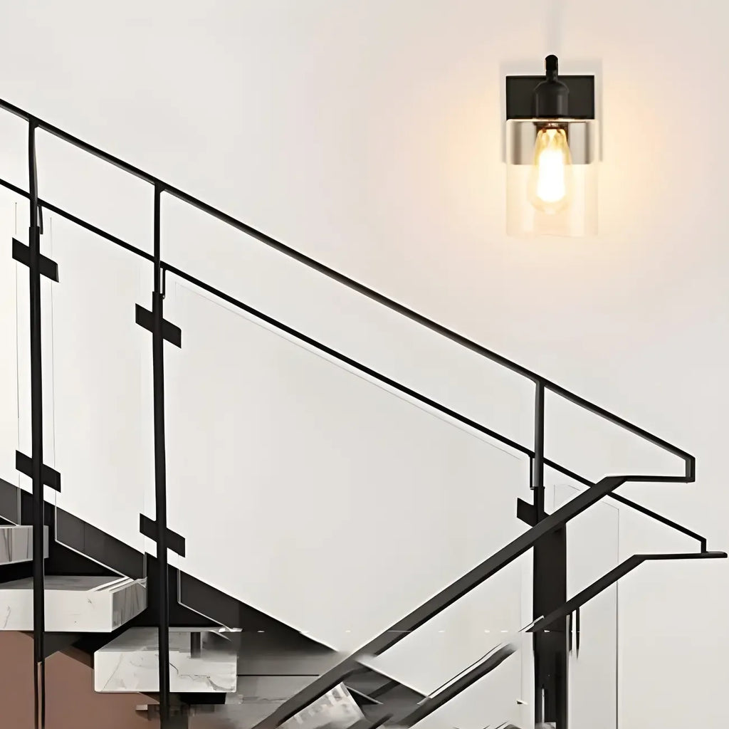 1-Light Modern Metal Cylinder Glass Bathroom Vanity Light