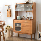 Cherry Wood Open Storage Kitchen Hutch Cabinet