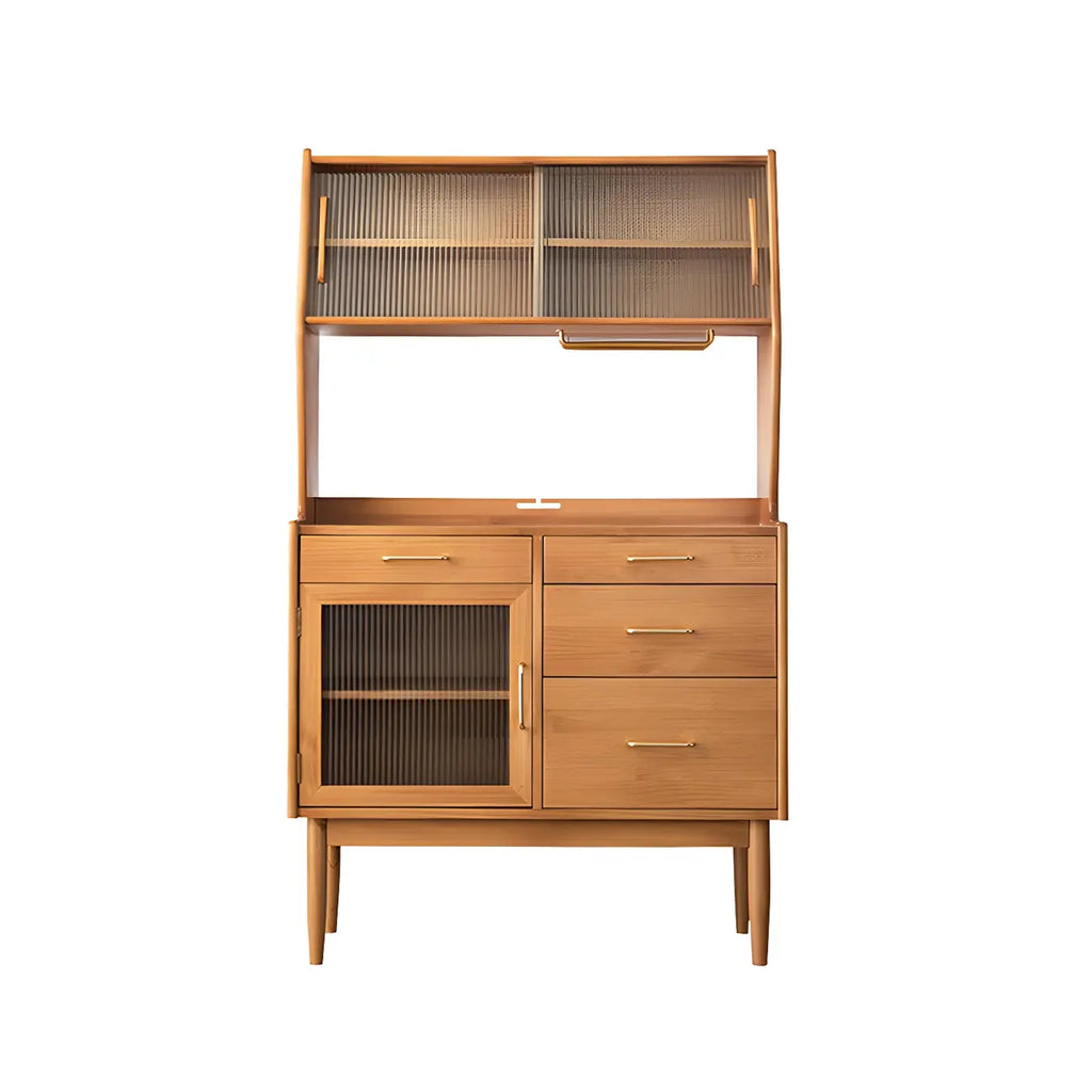 Cherry Wood Open Storage Kitchen Hutch Cabinet