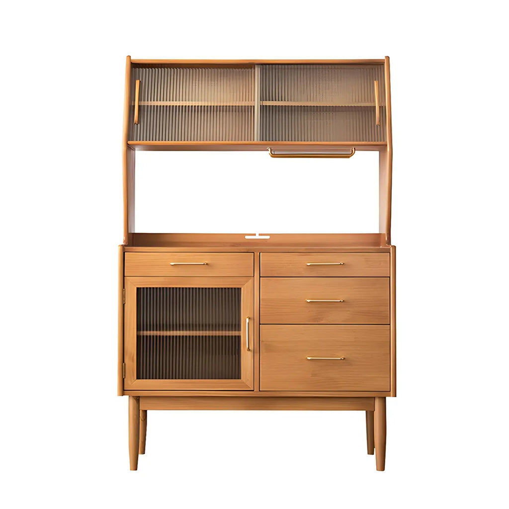 Cherry Wood Open Storage Kitchen Hutch Cabinet