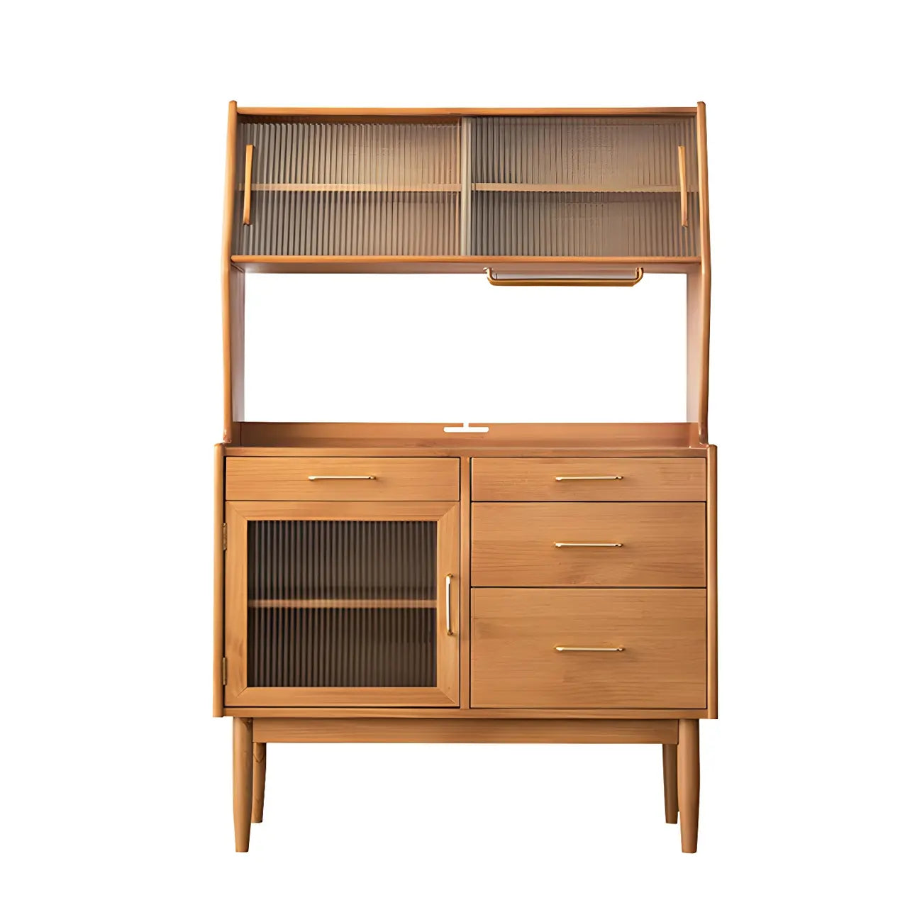 Cherry Wood Open Storage Kitchen Hutch Cabinet