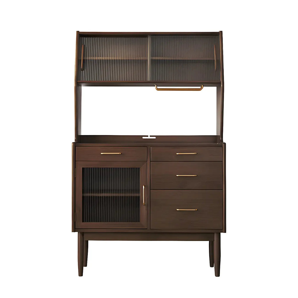 Cherry Wood Open Storage Kitchen Hutch Cabinet