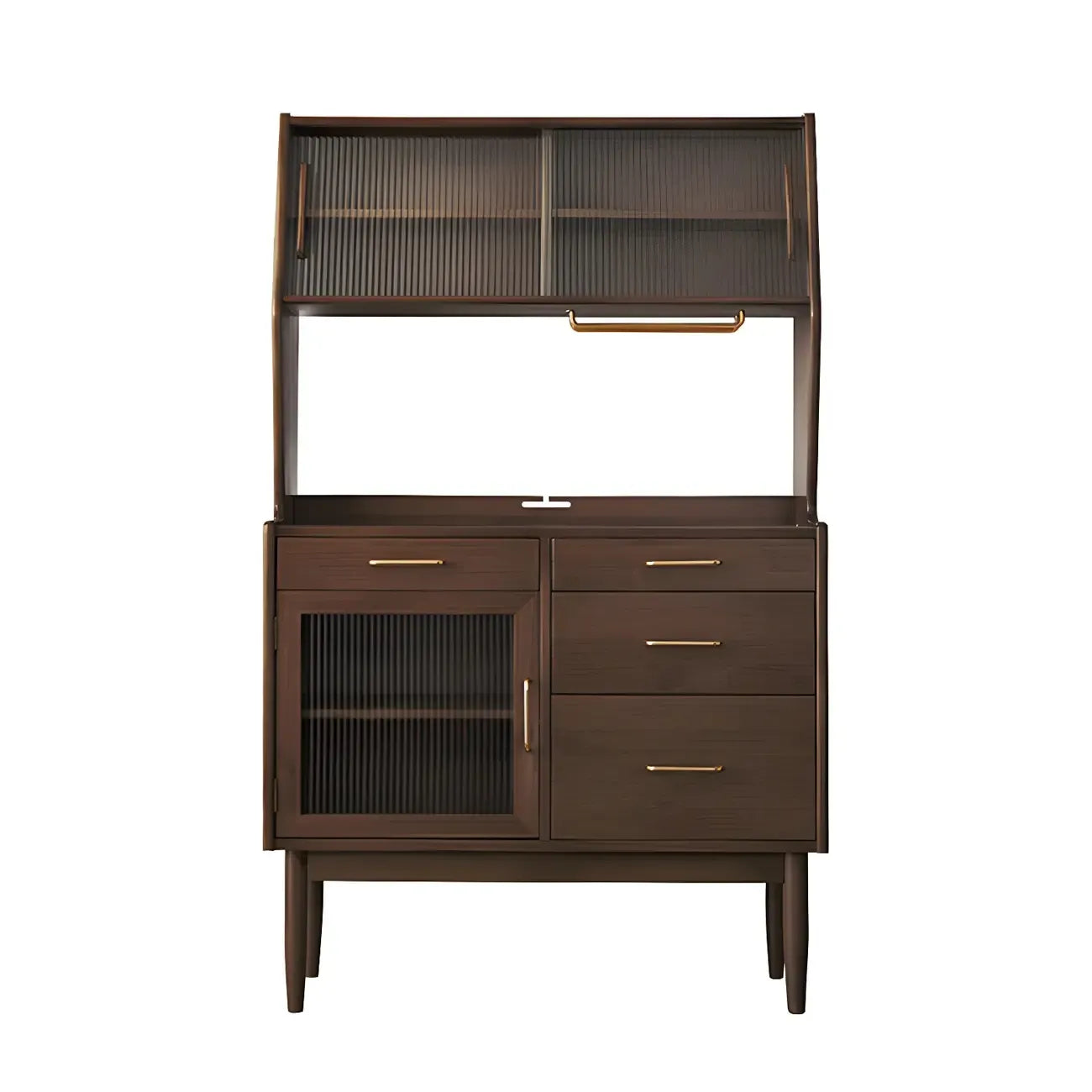 Cherry Wood Open Storage Kitchen Hutch Cabinet