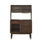 Cherry Wood Open Storage Kitchen Hutch Cabinet