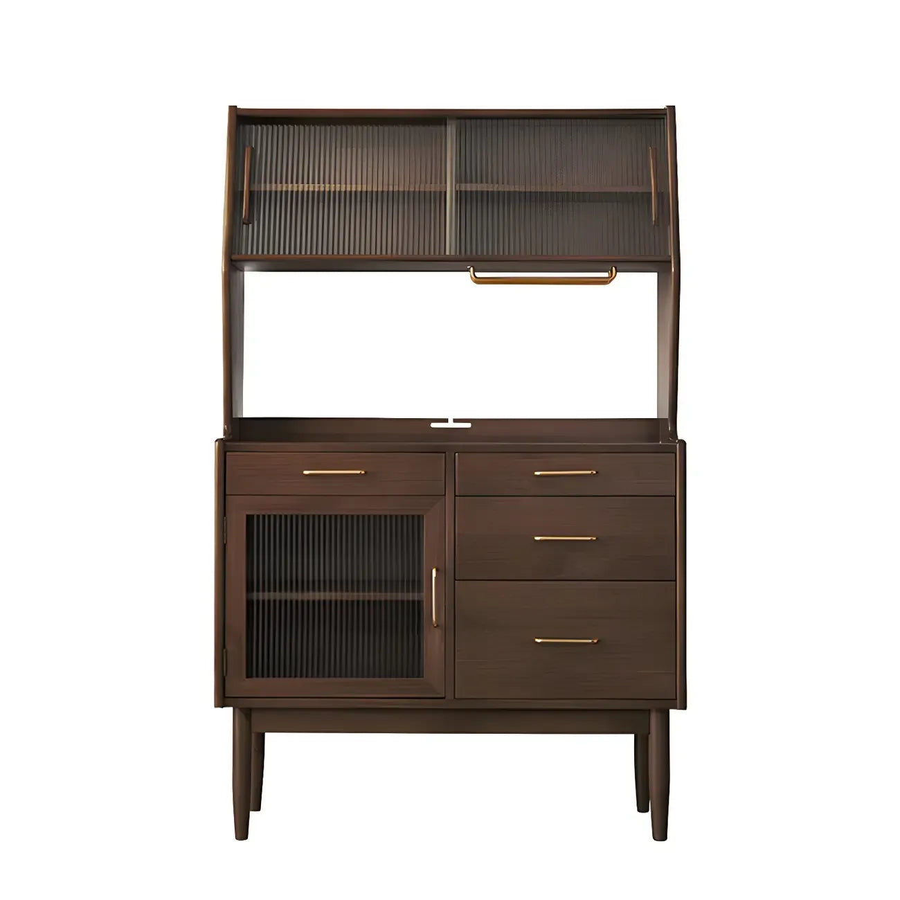Cherry Wood Open Storage Kitchen Hutch Cabinet