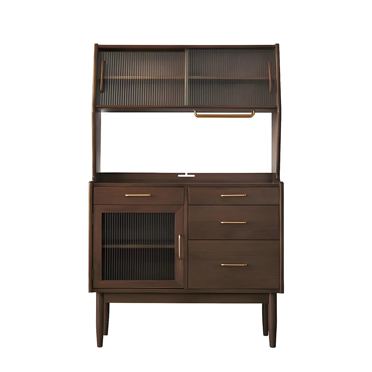 Cherry Wood Open Storage Kitchen Hutch Cabinet