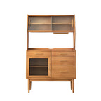 Cherry Wood Open Storage Kitchen Hutch Cabinet