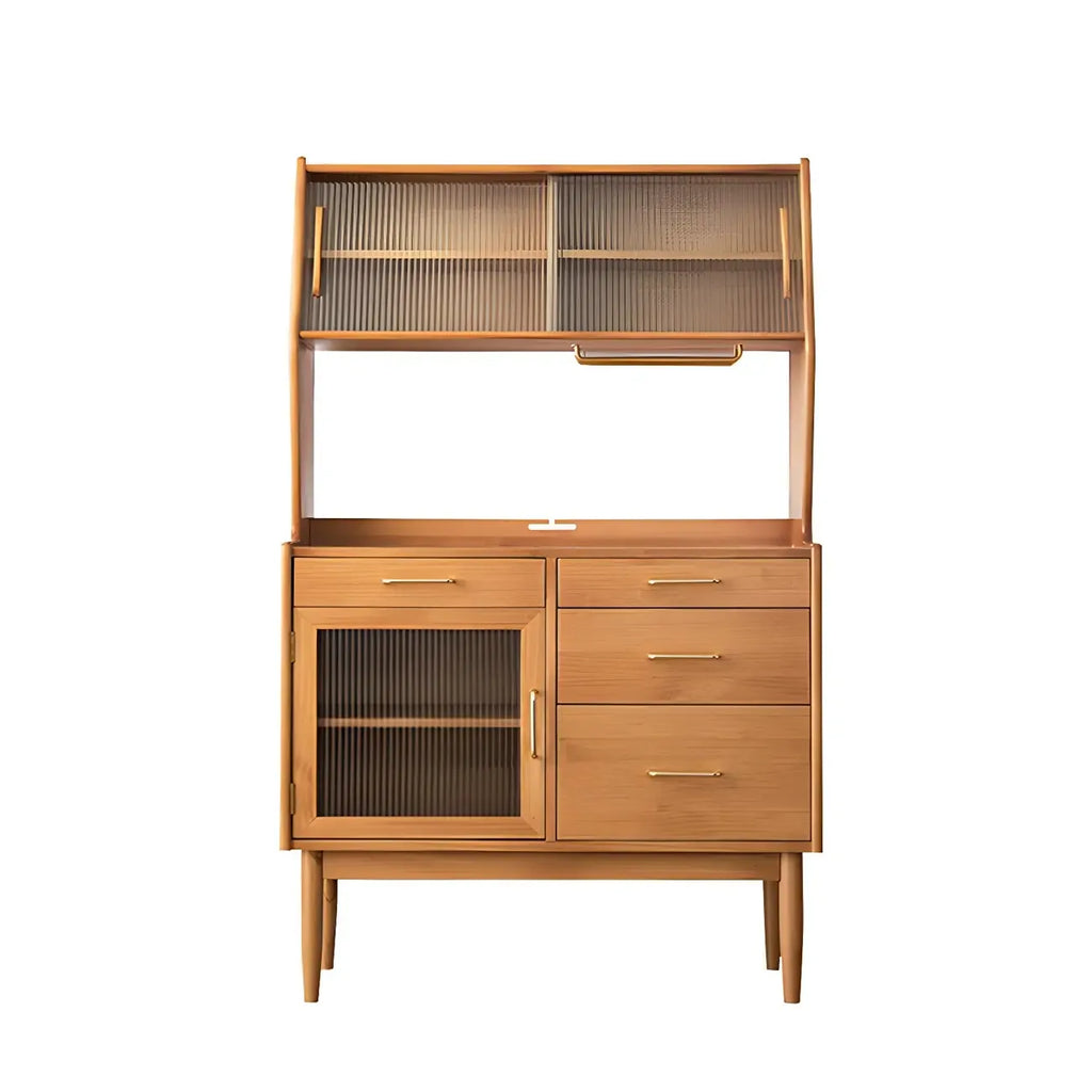 Cherry Wood Open Storage Kitchen Hutch Cabinet