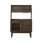 Cherry Wood Open Storage Kitchen Hutch Cabinet