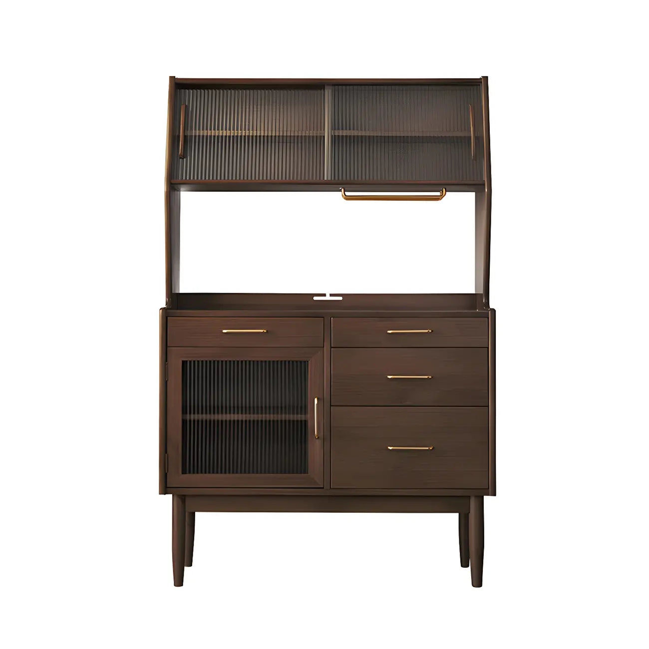 Cherry Wood Open Storage Kitchen Hutch Cabinet