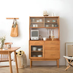 Cherry Wood Open Storage Kitchen Hutch Cabinet