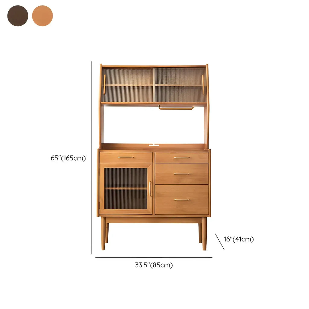 Cherry Wood Open Storage Kitchen Hutch Cabinet