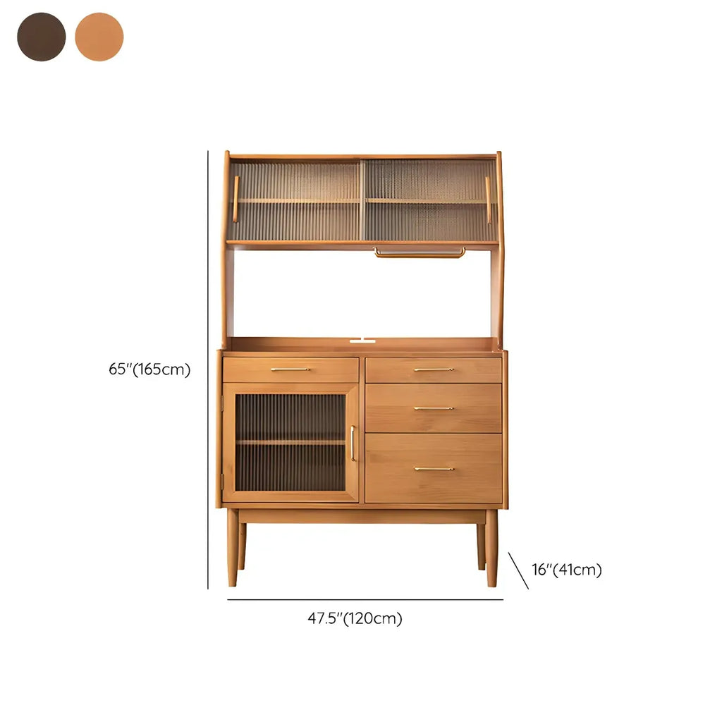 Cherry Wood Open Storage Kitchen Hutch Cabinet