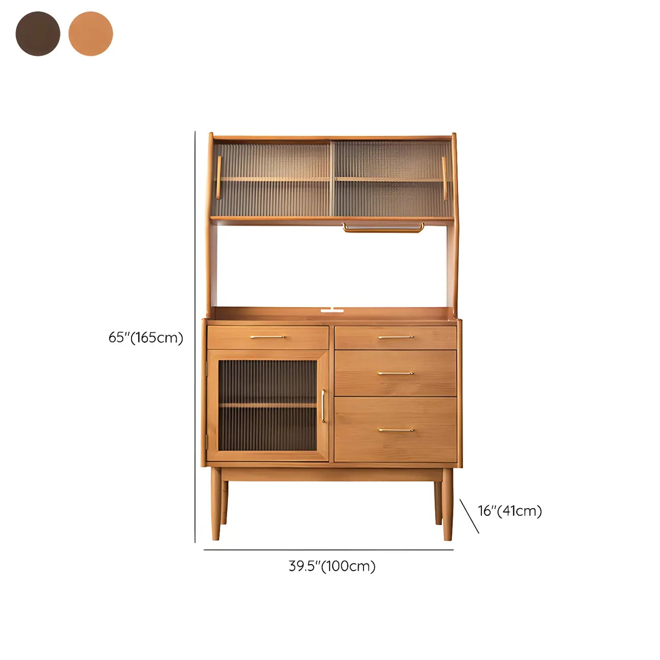 Cherry Wood Open Storage Kitchen Hutch Cabinet