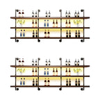 Brown Pine Wood Wall-Mounted Wine Rack with Light