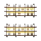 Brown Pine Wood Wall-Mounted Wine Rack with Light