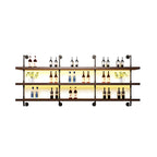 Brown Pine Wood Wall-Mounted Wine Rack with Light
