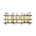 Brown Pine Wood Wall-Mounted Wine Rack with Light