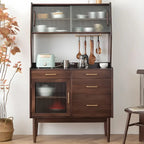 Cherry Wood Open Storage Kitchen Hutch Cabinet