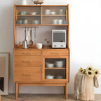 Cherry Wood Open Storage Kitchen Hutch Cabinet