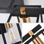 3-Light Linear Cube Black Iron Caged Vanity Light