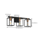3-Light Linear Cube Black Iron Caged Vanity Light