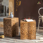 Rustic Solid Wood Square End Table For Living Room