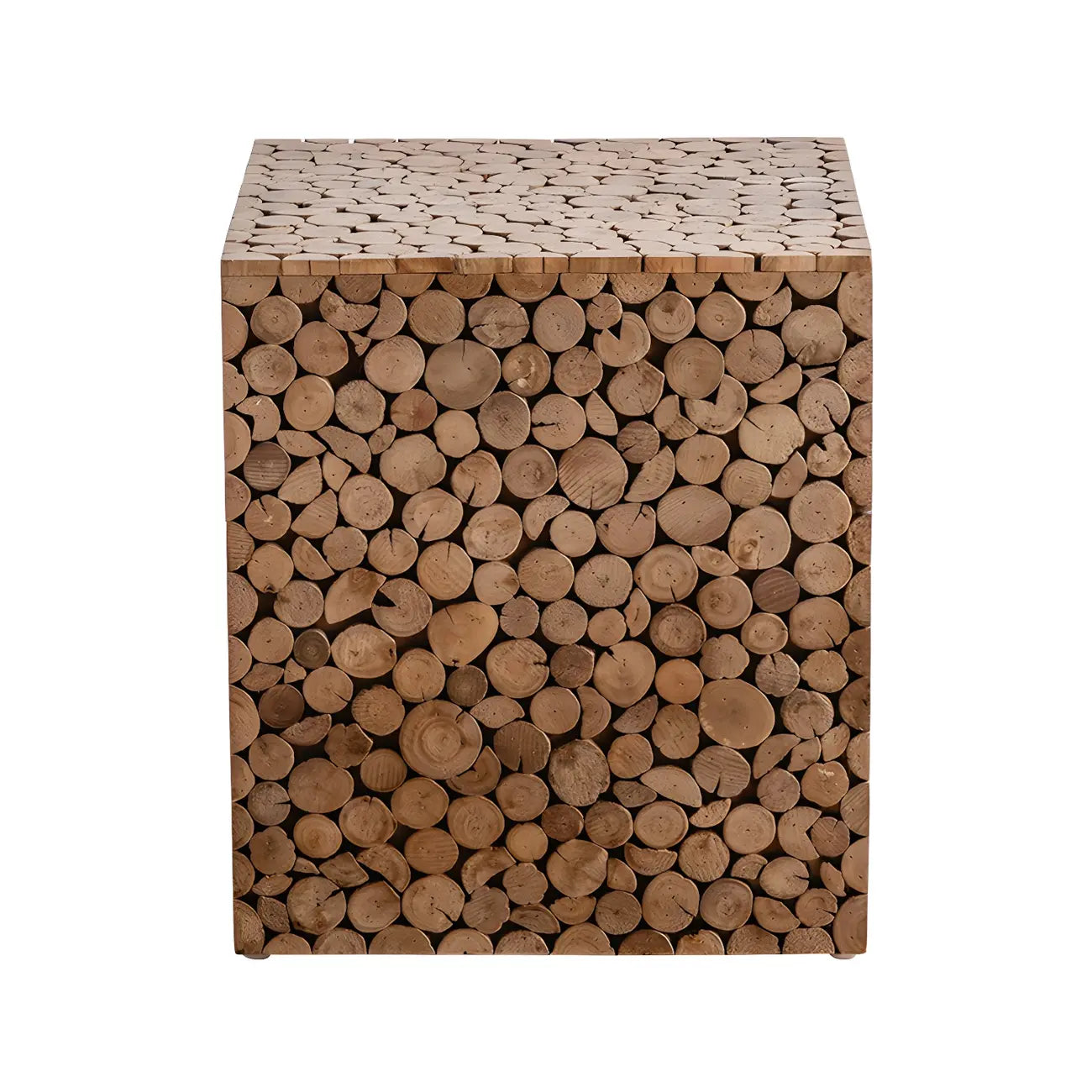 Rustic Solid Wood Square End Table For Living Room