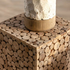 Rustic Solid Wood Square End Table For Living Room