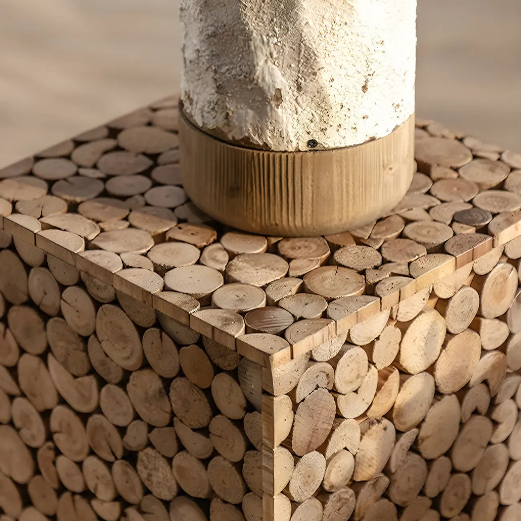 Rustic Solid Wood Square End Table For Living Room