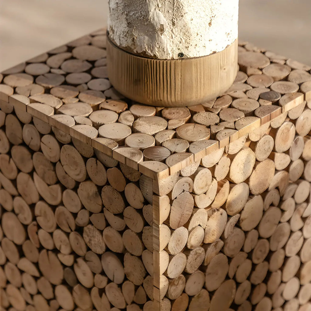 Rustic Solid Wood Square End Table For Living Room