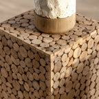 Rustic Solid Wood Square End Table For Living Room