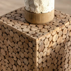 Rustic Solid Wood Square End Table For Living Room