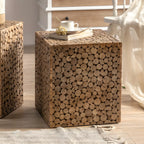 Rustic Solid Wood Square End Table For Living Room
