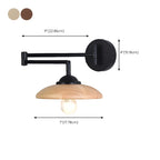 Black Metal Swing Arm Wall Light with Wood Shade