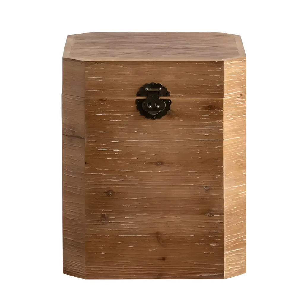 Rustic Square Distressed Wood Side Table with Open Storage